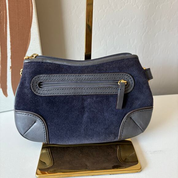 Juicy Couture Y2K Wristlet Wallet Velour Bag Charm Navy Blue - Picture 5 of 6